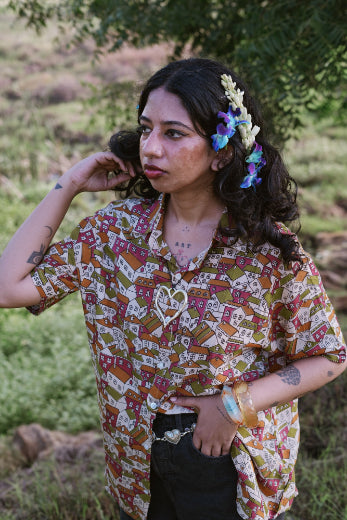 'Ghar 1’ Kalamkari Silk Unisex Shirt