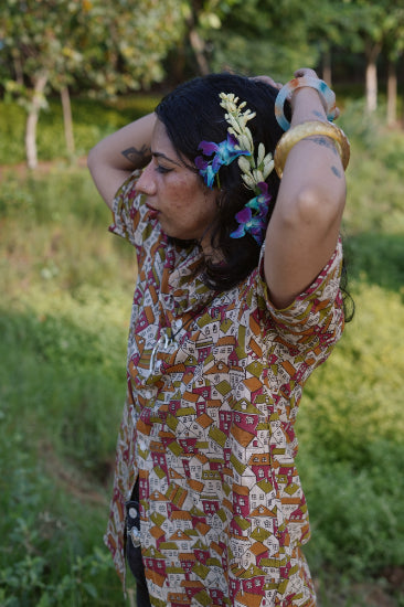 'Ghar 1’ Kalamkari Silk Unisex Shirt