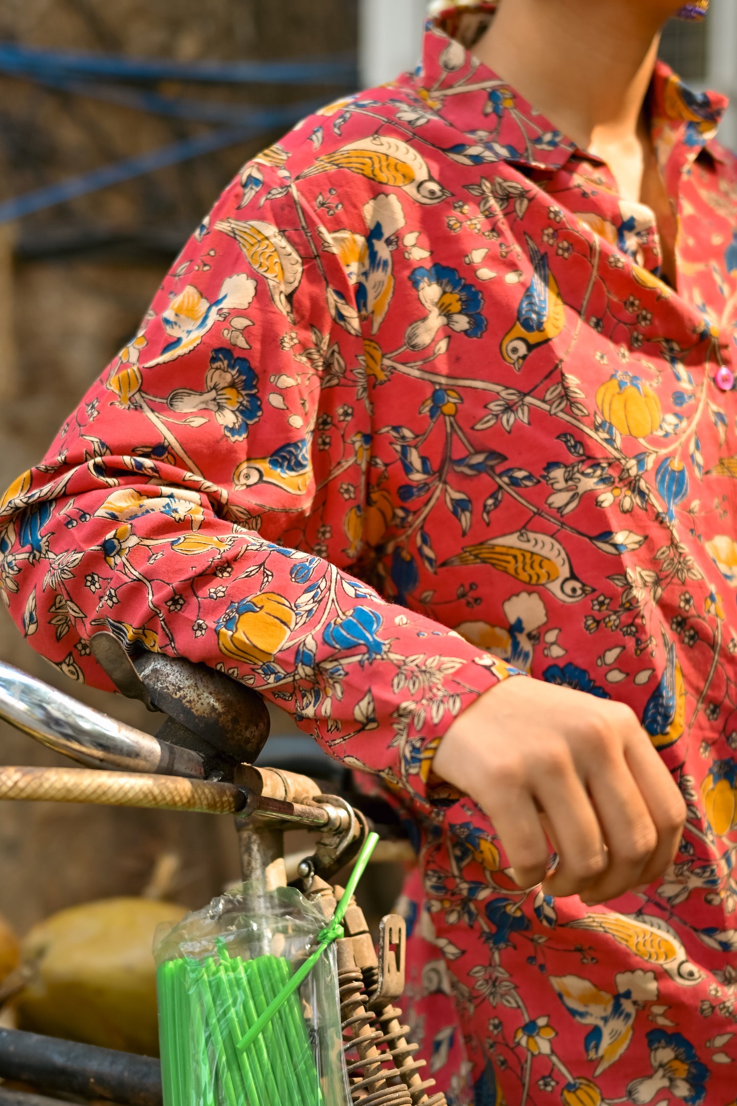 Vrindavan Pink Kalamkari Cotton Unisex Shirt