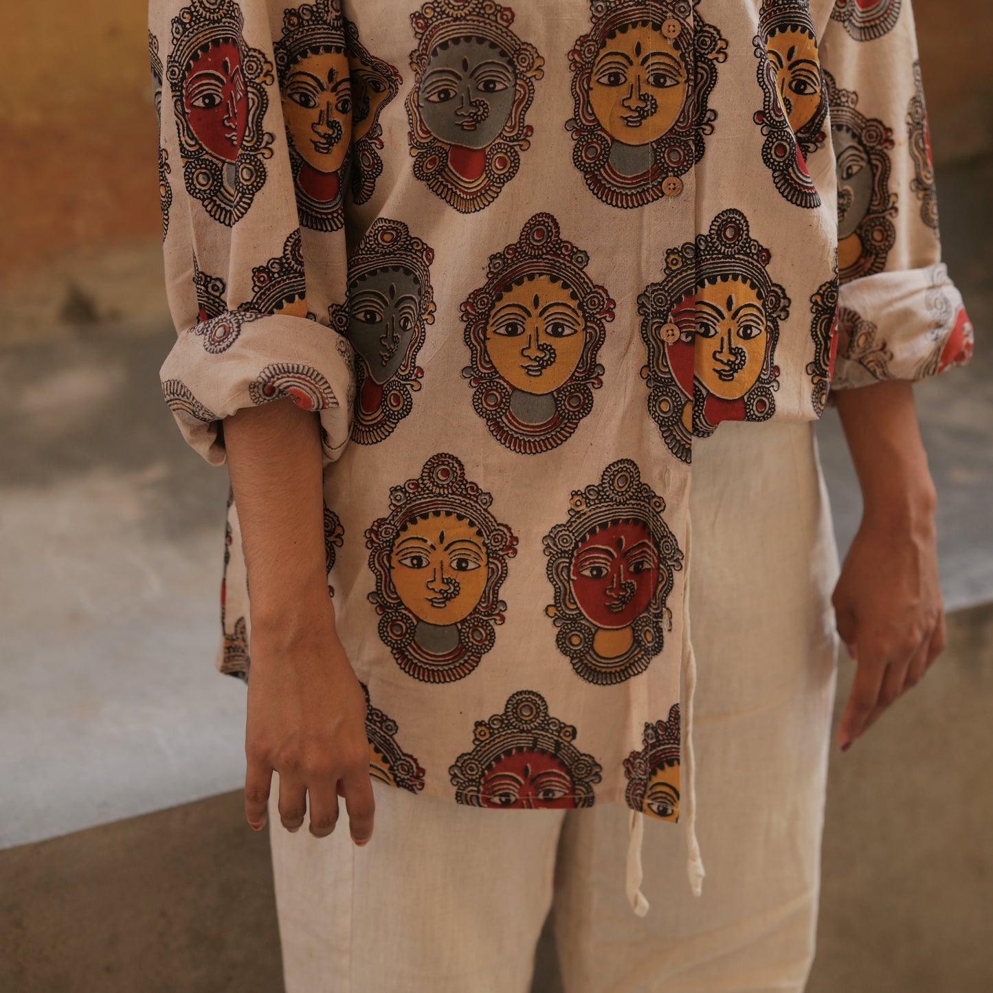 Devi- Full Beige Full Sleeves Cotton Shirt