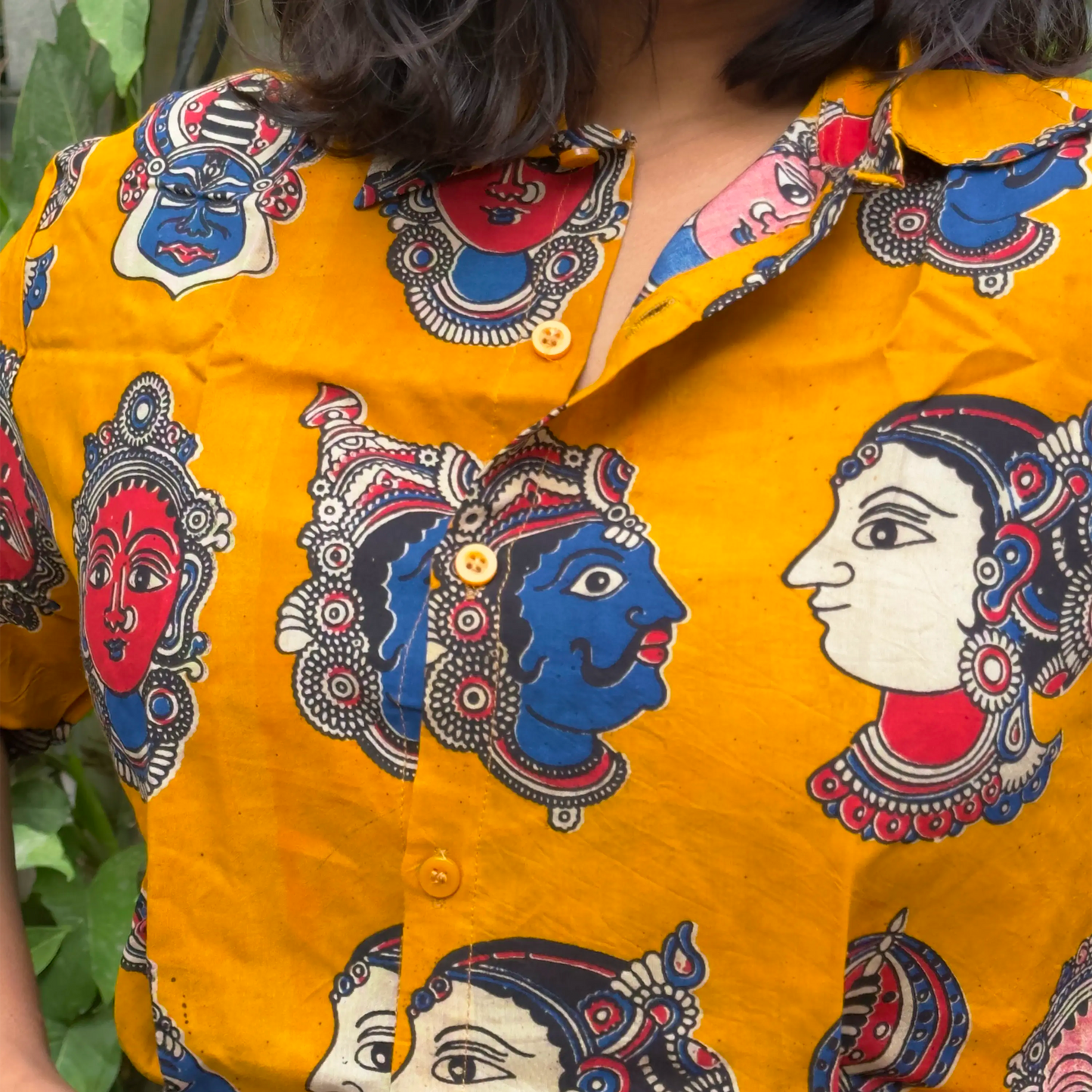 Full Kathakali in Yellow Silk Unisex Shirt