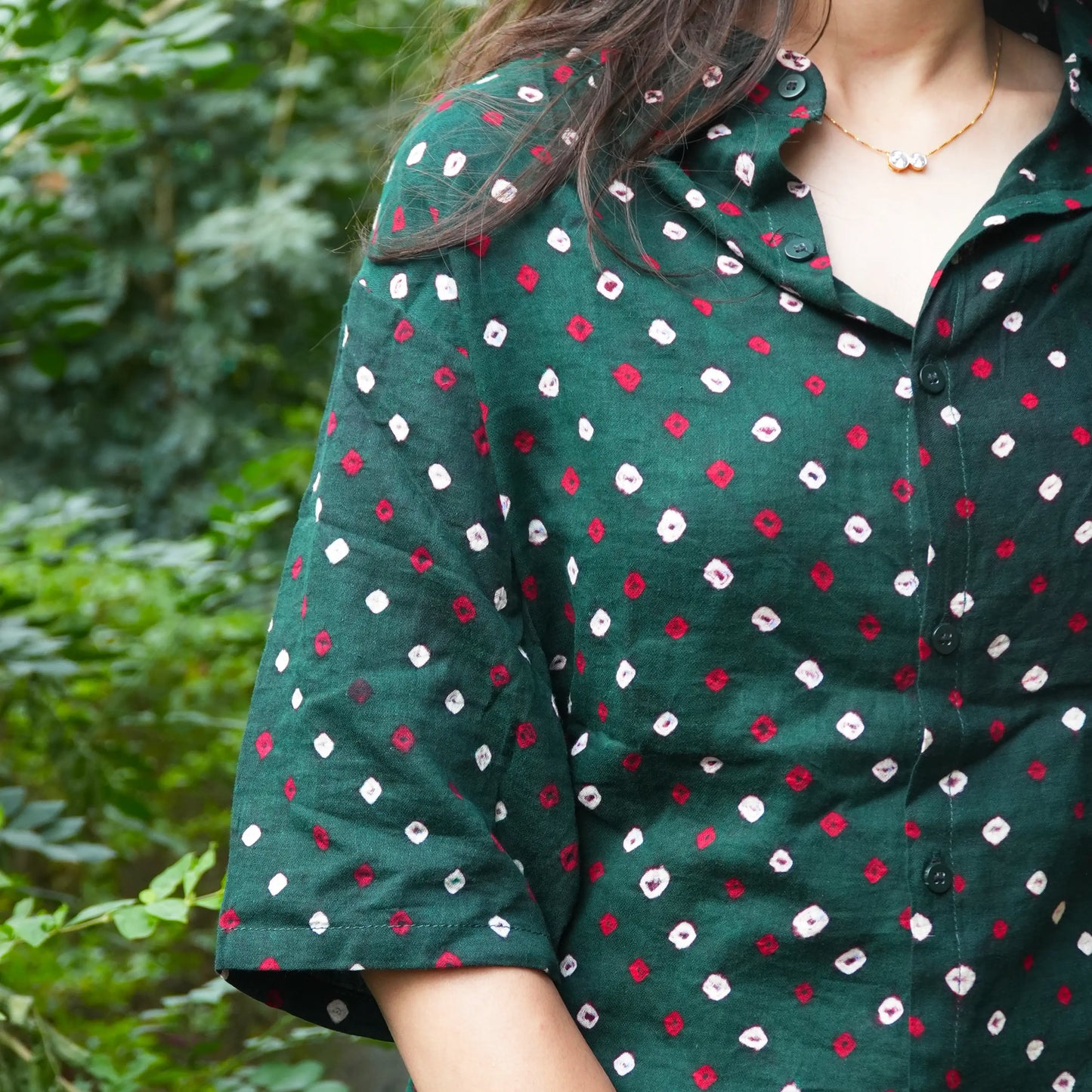 Green Bandhani Cotton Unisex Shirt