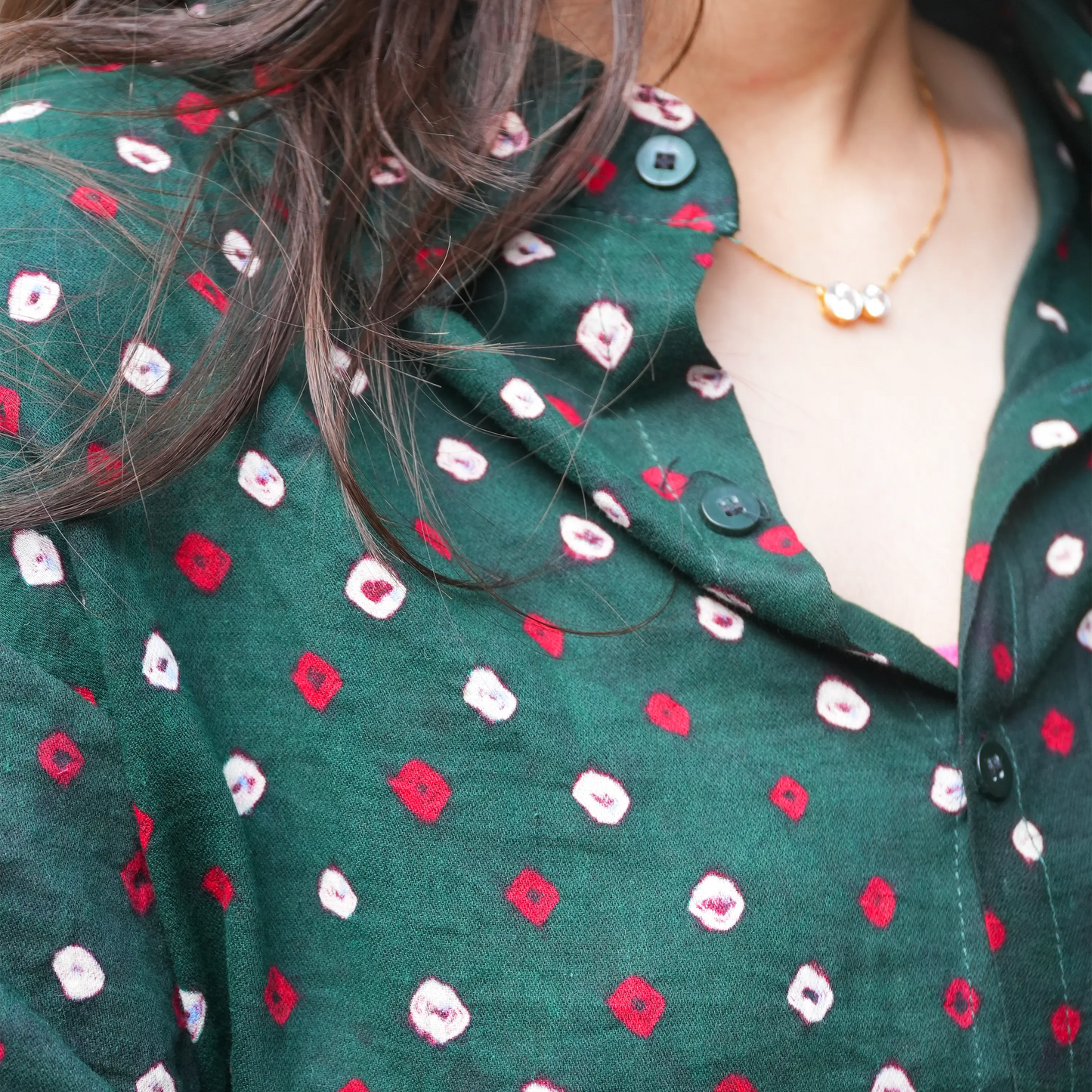 Green Bandhani Cotton Unisex Shirt