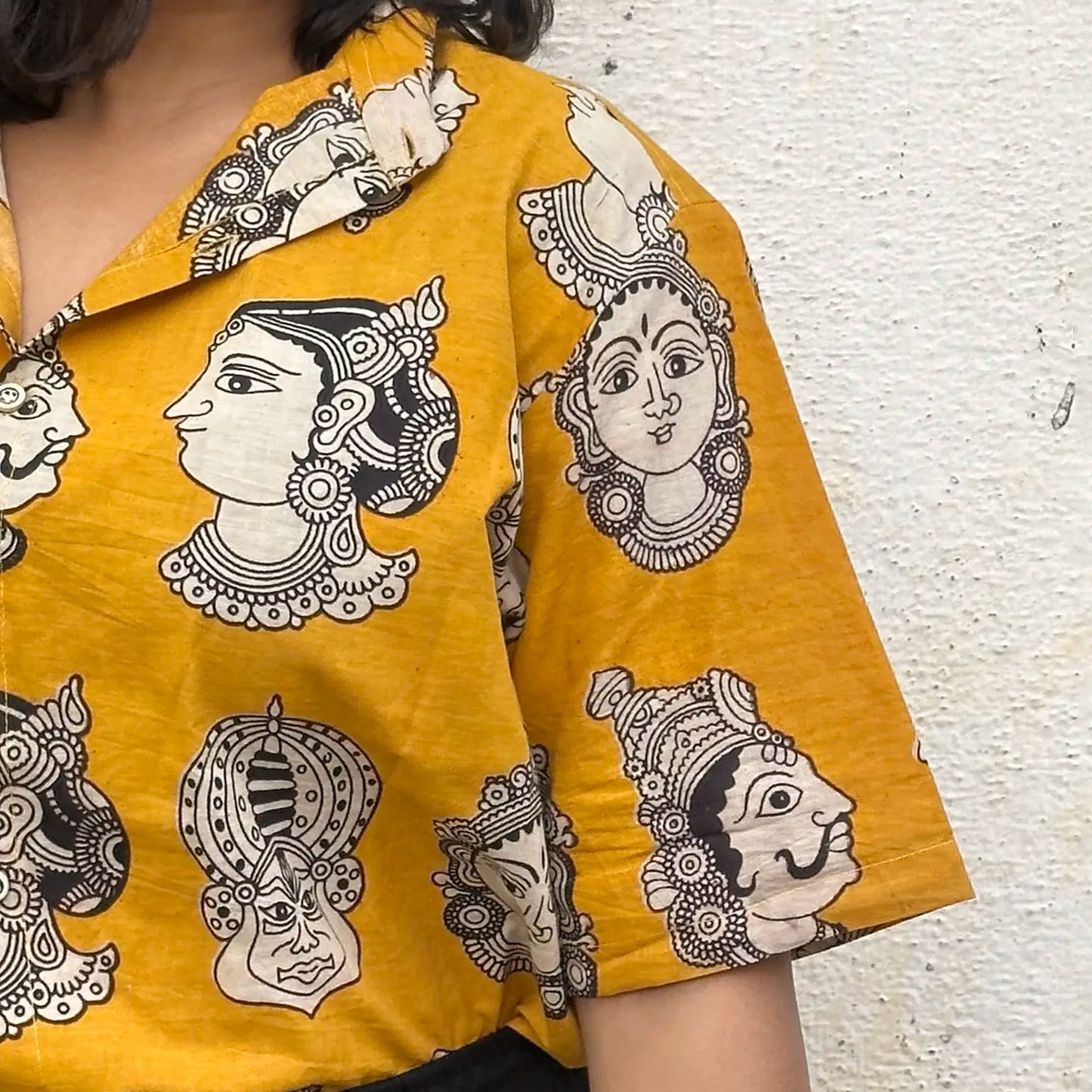 Half Kathakali in Yellow Cotton Unisex Shirt