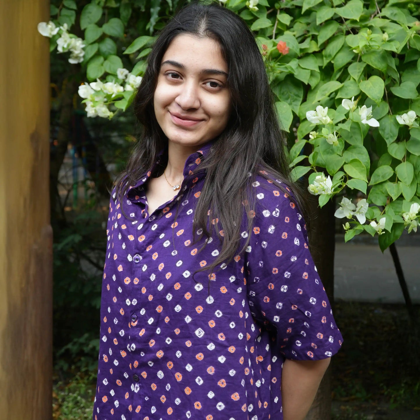 Purple Bandhani Cotton Unisex Shirt