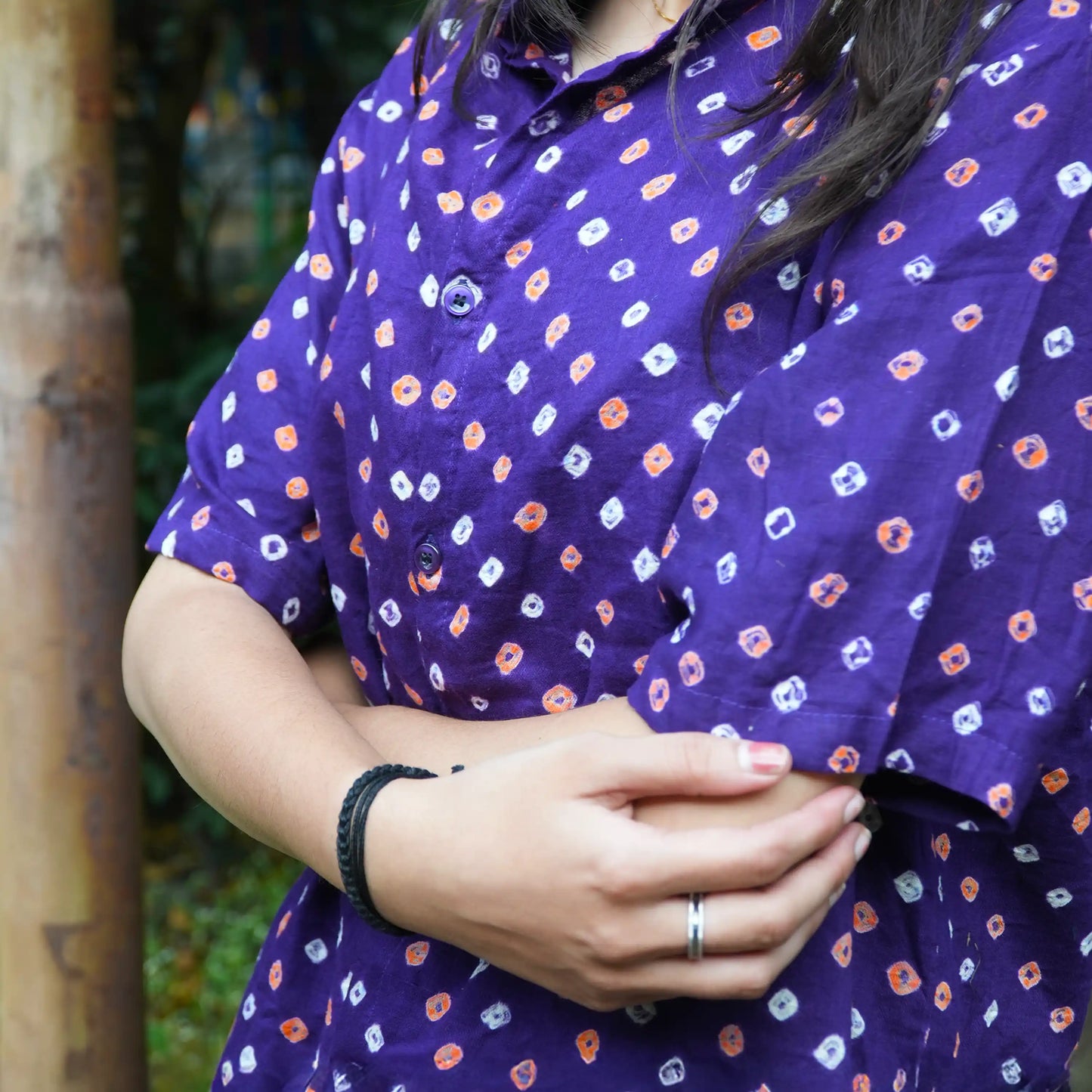 Purple Bandhani Cotton Unisex Shirt