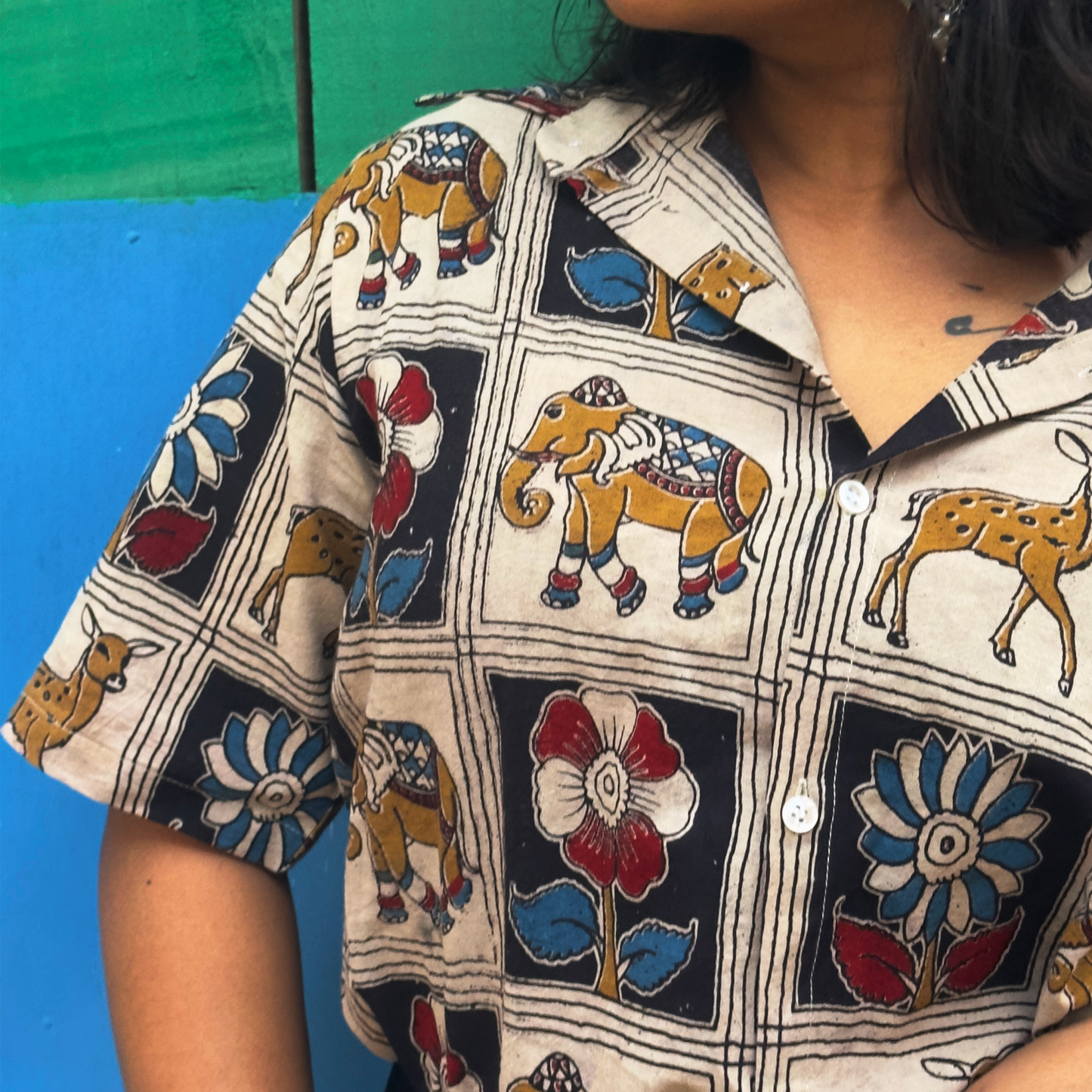Vann 1 (Forest) Kalamkari in Beige Cotton Unisex Shirt