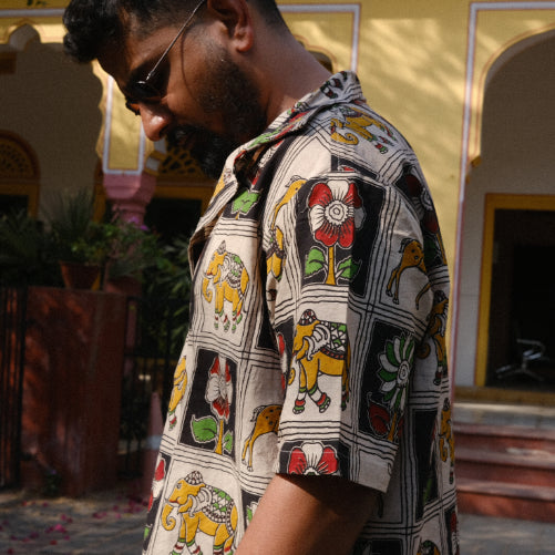 Vann 2 (Forest) Kalamkari in Biege Cotton Unisex Shirt