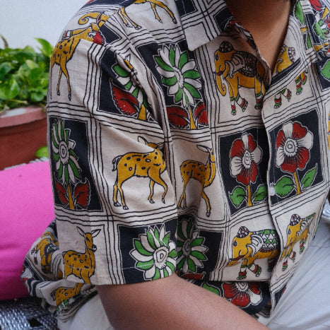 Vann 2 (Forest) Kalamkari in Biege Cotton Unisex Shirt