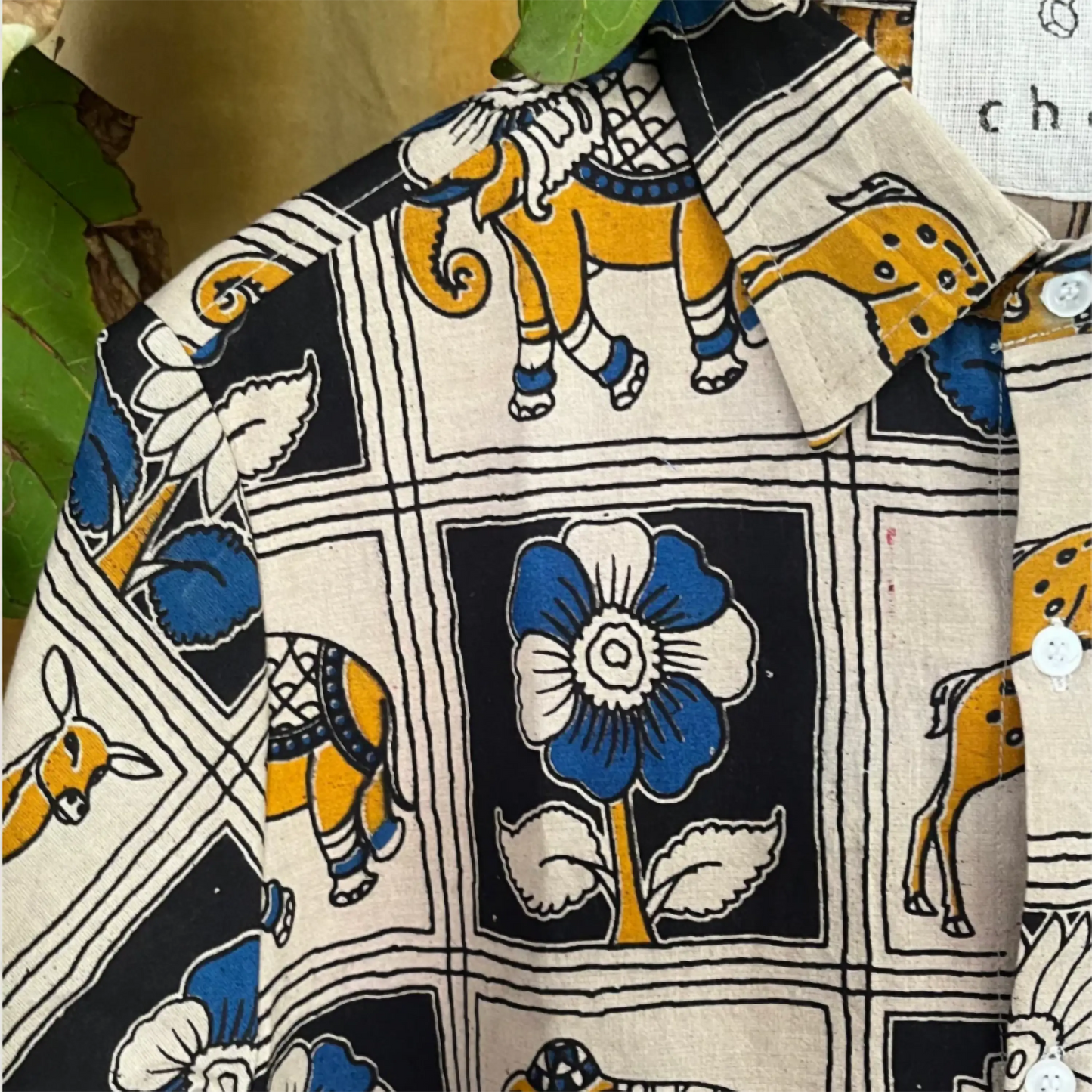 Vann 3 Kalamkari in Beige Cotton Unisex Shirt
