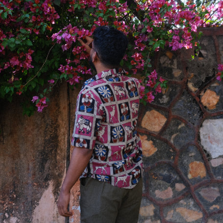 Vann 4 Kalamkari in Pink Cotton Unisex Shirt