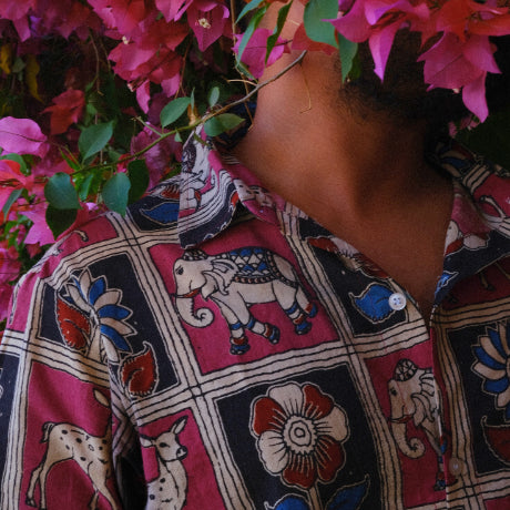 Vann 4 Kalamkari in Pink Cotton Unisex Shirt