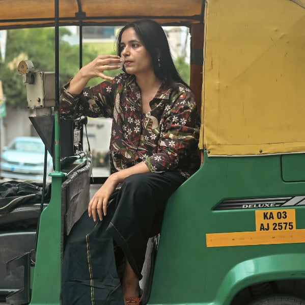 Vrindavan Black Kalamkari Cotton Unisex Shirt