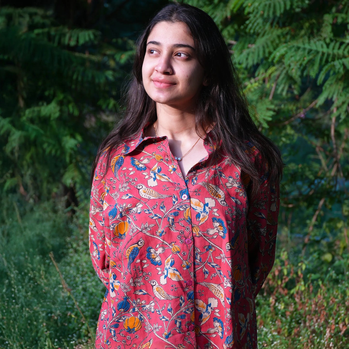 Vrindavan Pink Kalamkari Cotton Unisex Shirt