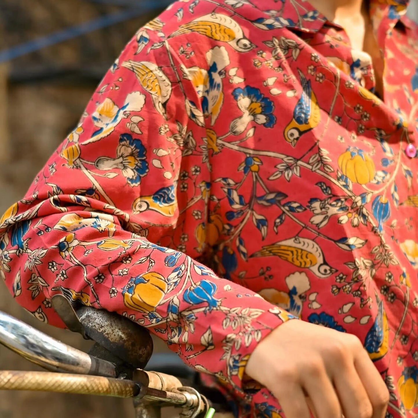 Vrindavan Pink Kalamkari Cotton Unisex Shirt