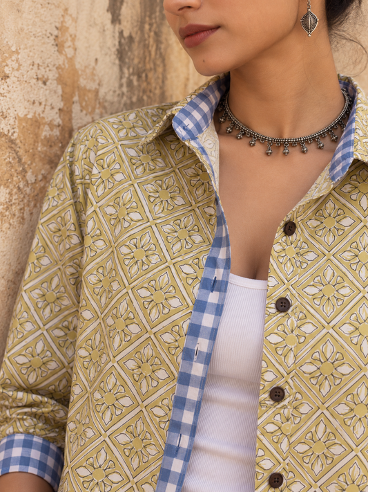 Phool Jaal Sanganeri Block Printed Shirt