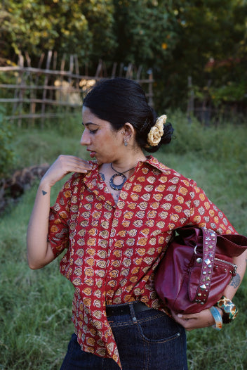 Patta Kalamkari Cotton Unisex Shirt