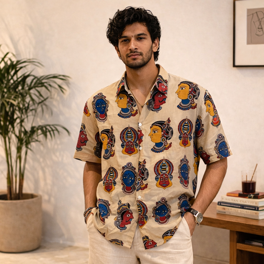 Beige Heritage Face Print Shirt