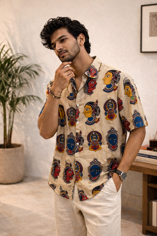 Beige Heritage Face Print Shirt
