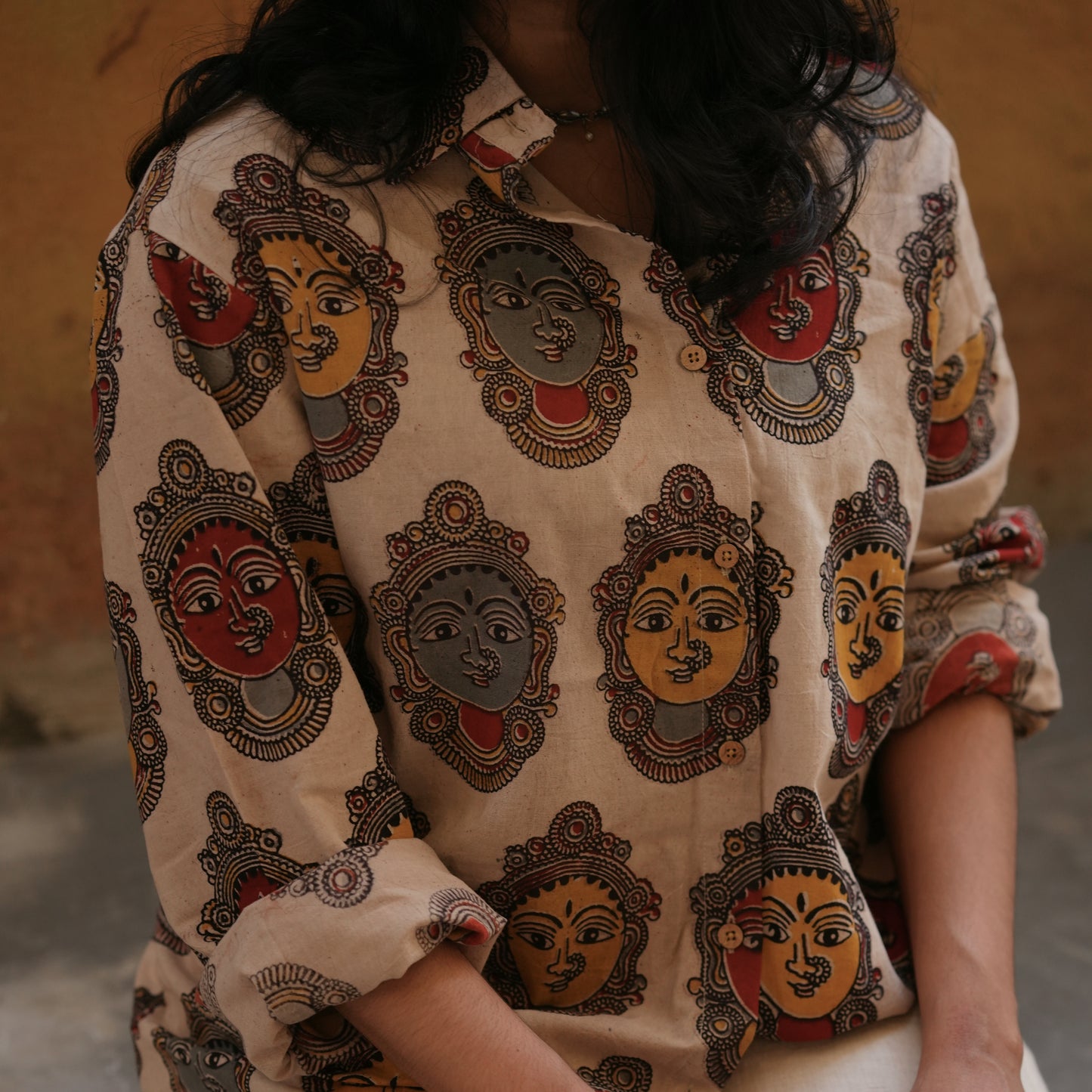 Devi- Full Beige Full Sleeves Cotton Shirt