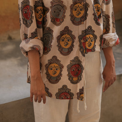 Devi- Full Beige Full Sleeves Cotton Shirt