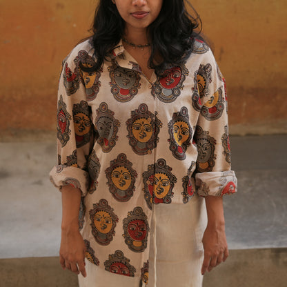 Devi- Full Beige Full Sleeves Cotton Shirt
