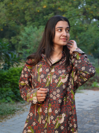 Vrindavan Black Kalamkari Cotton Unisex Shirt