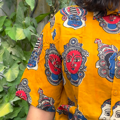 Full Kathakali in Yellow Silk Unisex Shirt