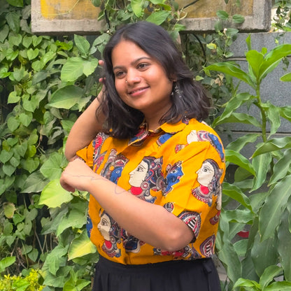 Full Kathakali in Yellow Silk Unisex Shirt