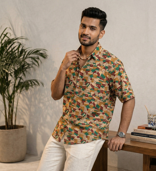 Abstract Patchwork Print Shirt