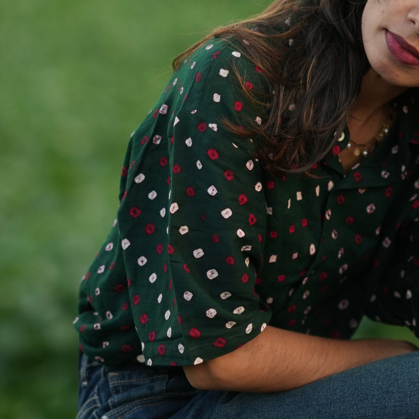 Green Bandhani Cotton Unisex Shirt