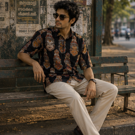 Mukham- Full Back Cotton Kalamkari Shirt