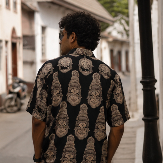 Mukham- Half Black Kalamkari Cotton Shirt