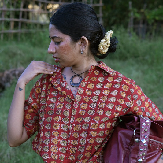 Patta Kalamkari Cotton Unisex Shirt