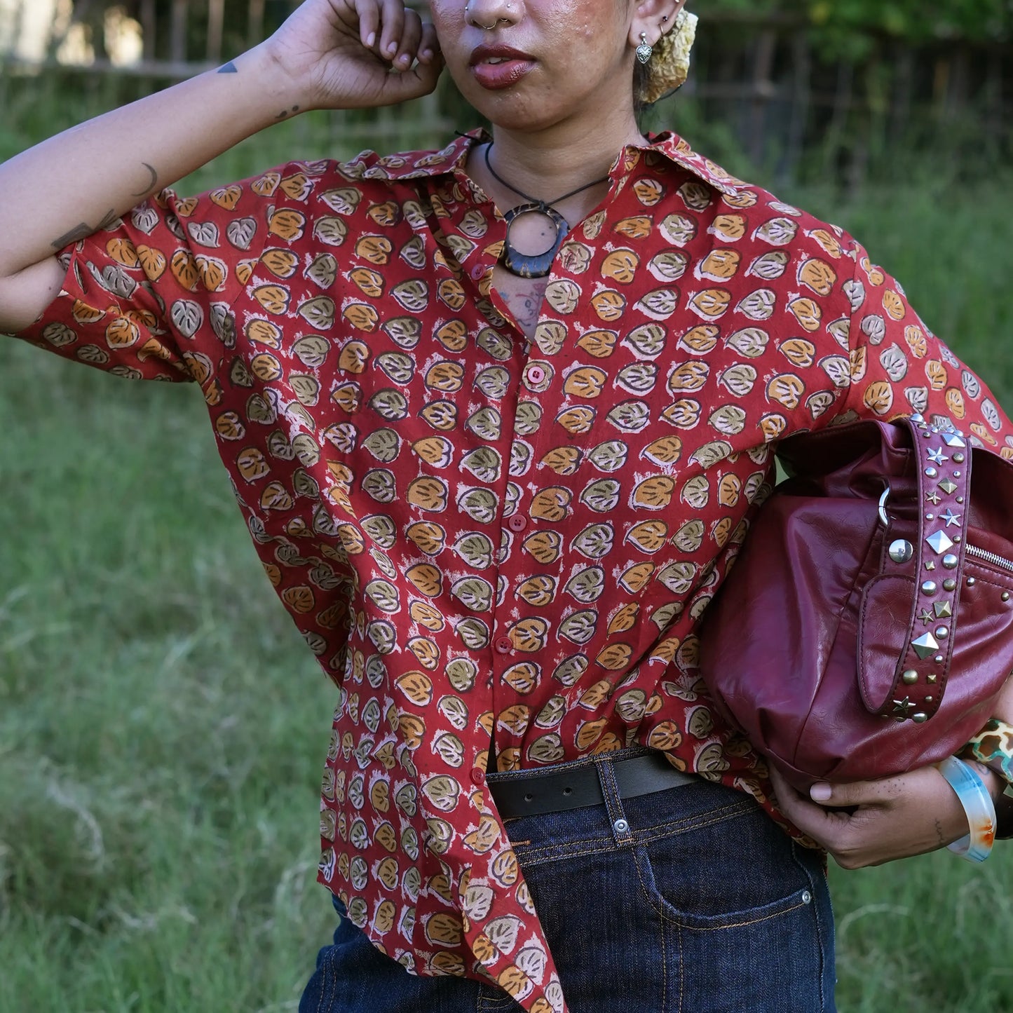 Patta Kalamkari Cotton Unisex Shirt