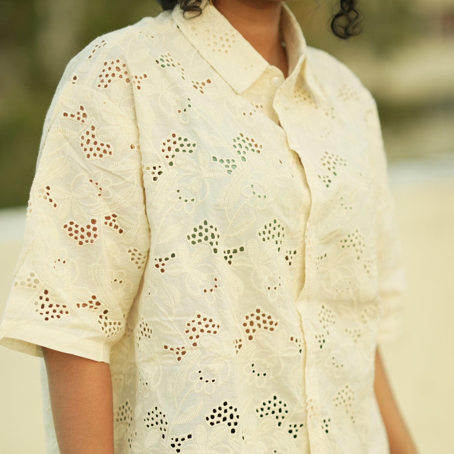 Safed Chameli Unisex Hakoba Fabric Shirt
