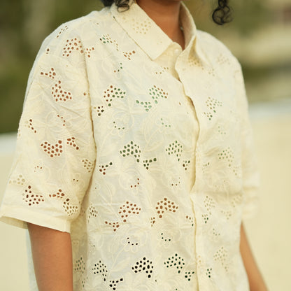 Safed Chameli Unisex Hakoba Fabric Shirt