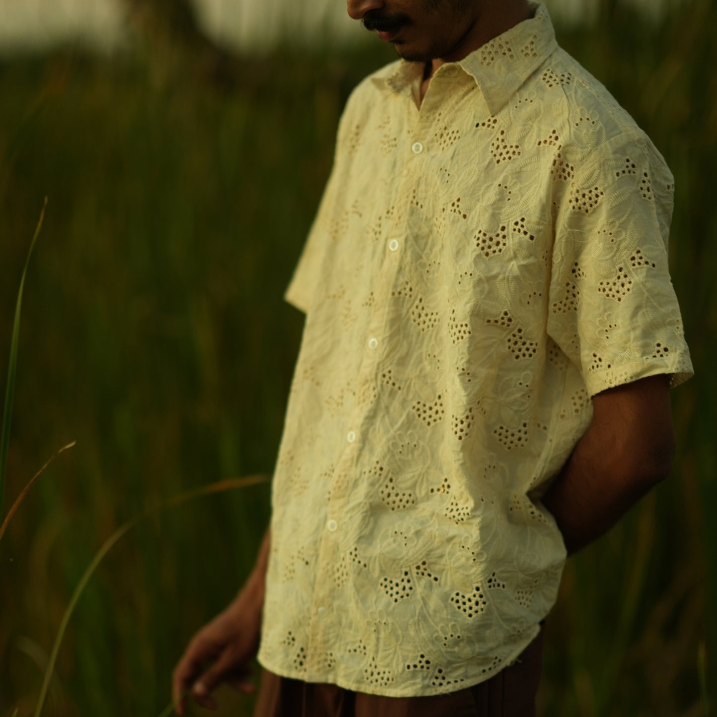 Safed Chameli Unisex Hakoba Fabric Shirt