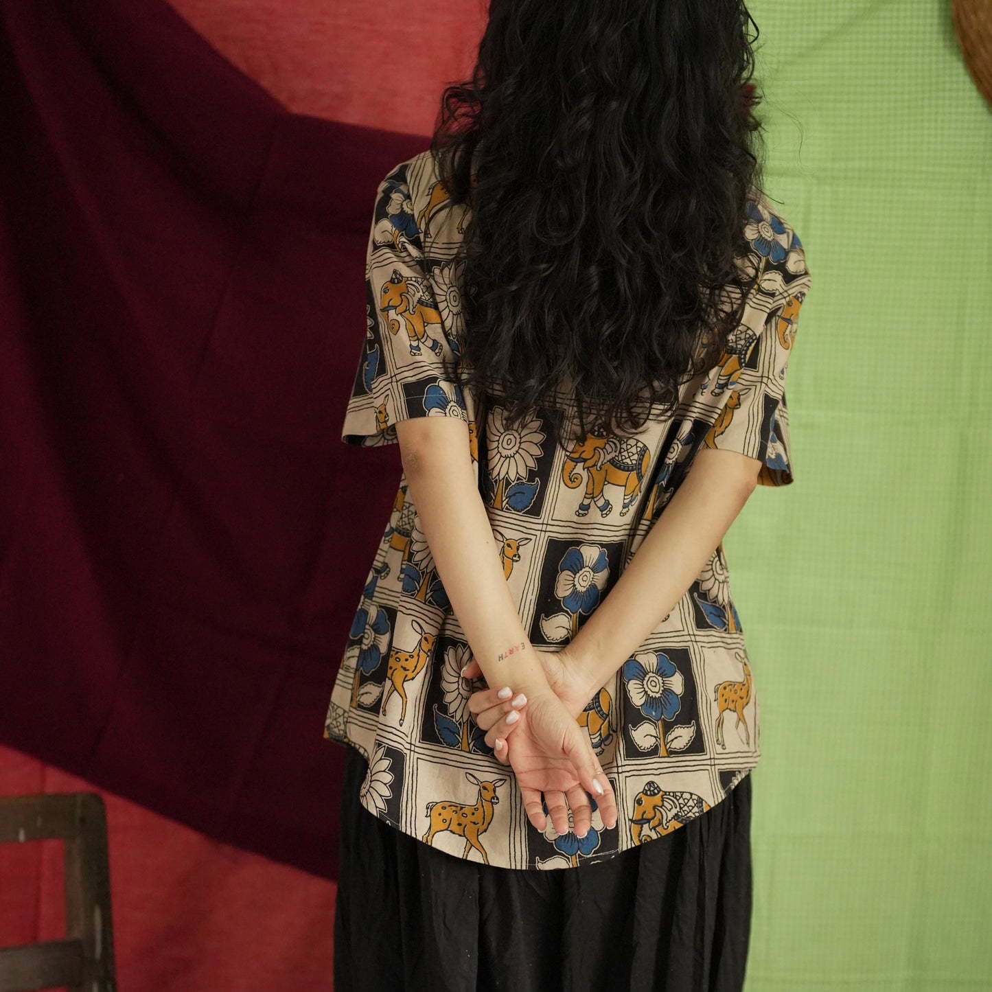 Vann 3 Kalamkari in Beige Cotton Unisex Shirt
