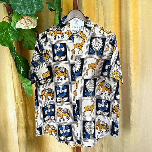 Vann 3 Kalamkari in Beige Cotton Unisex Shirt