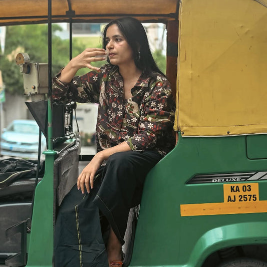 Vrindavan Black Kalamkari Cotton Unisex Shirt